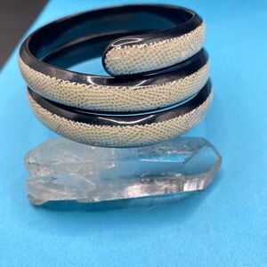 Black Twist Bracelet Enameled Snakeskin Bangle